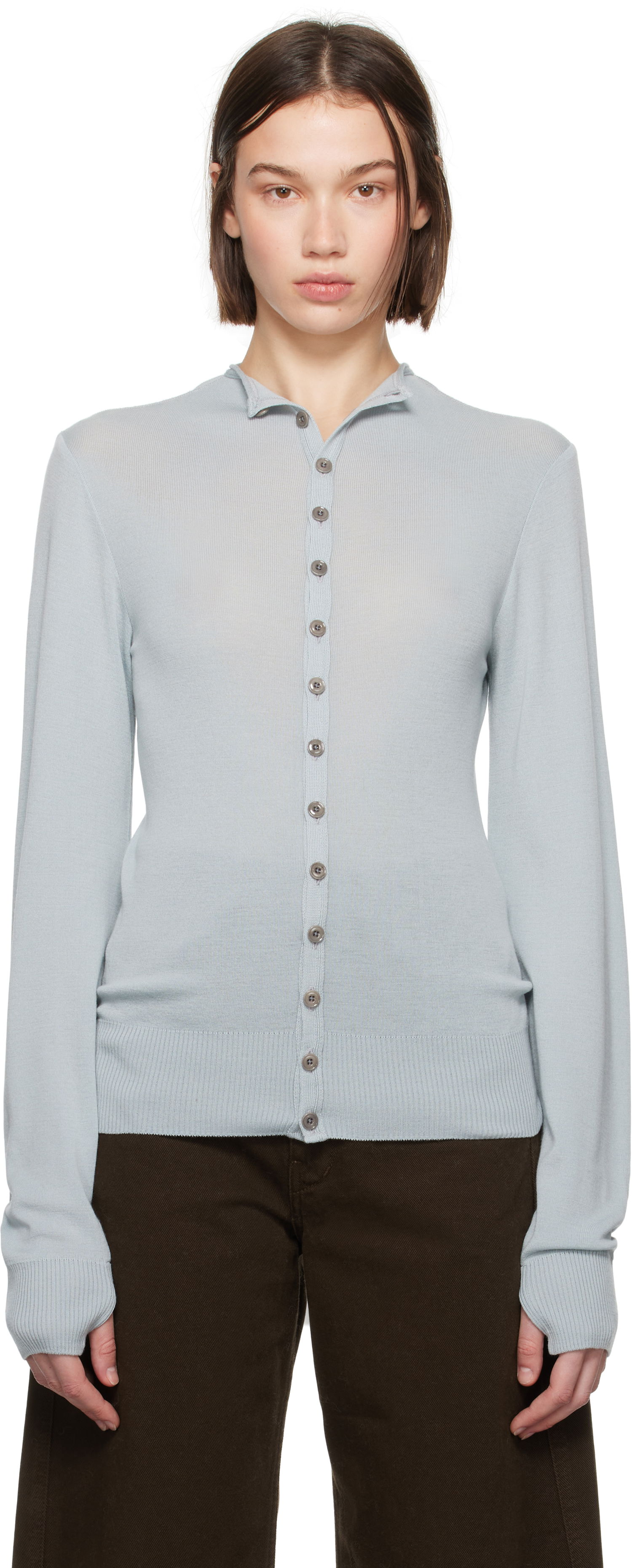 Pleteni pulover LEMAIRE Lemaire Fitted Seamless Cardigan Modra | TO1277 LK1032, 0