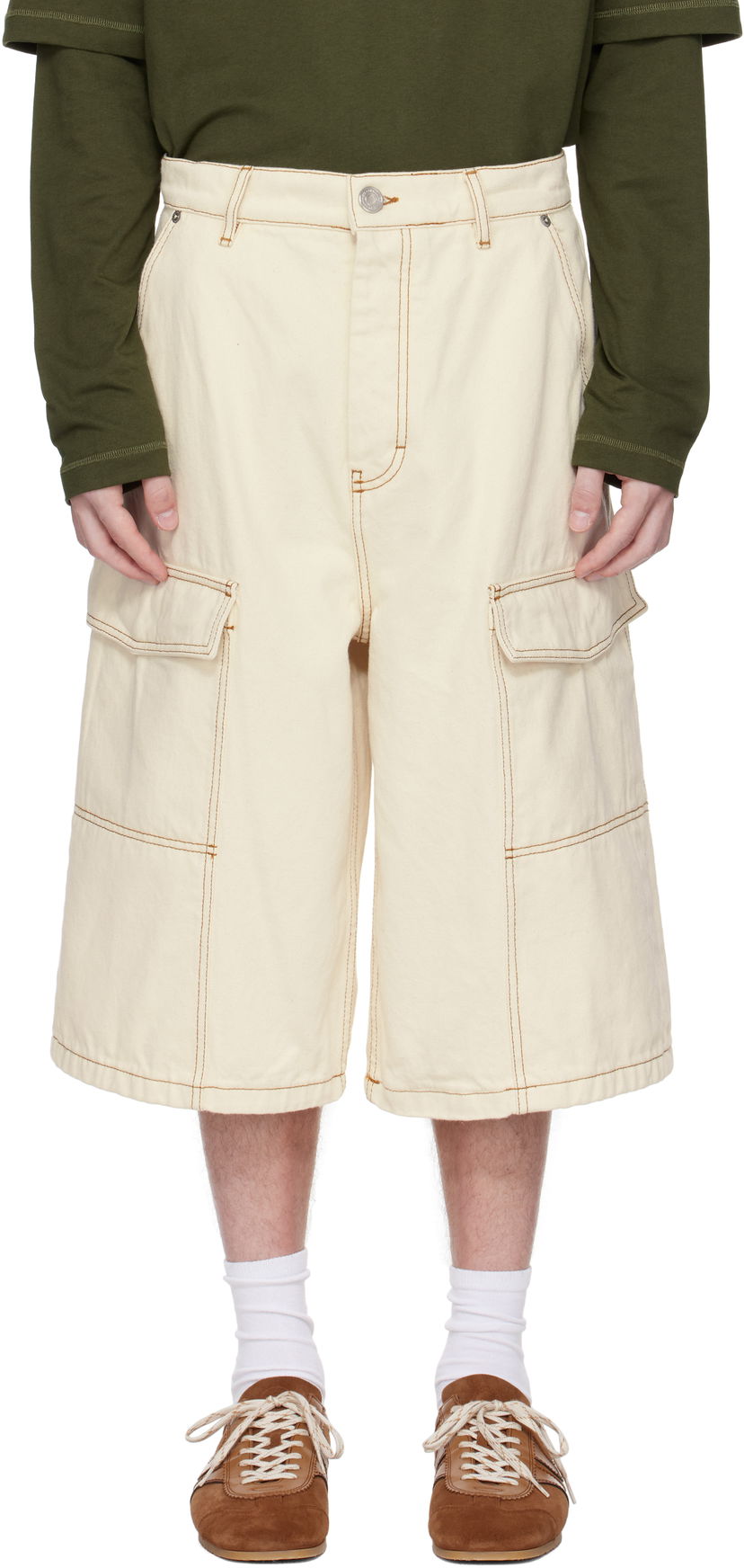 Kratke hlače AMI AMI Paris Cotton Wide Fit Cargo Bermuda Shorts Bež | HSO406.DE0039