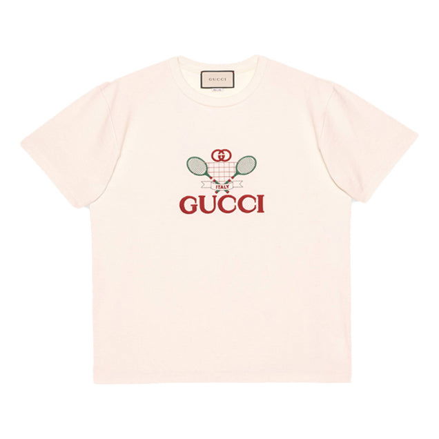 Majica Gucci Oversized Tennis Graphic T-Shirt Bela | 548334-XJBLE-7136