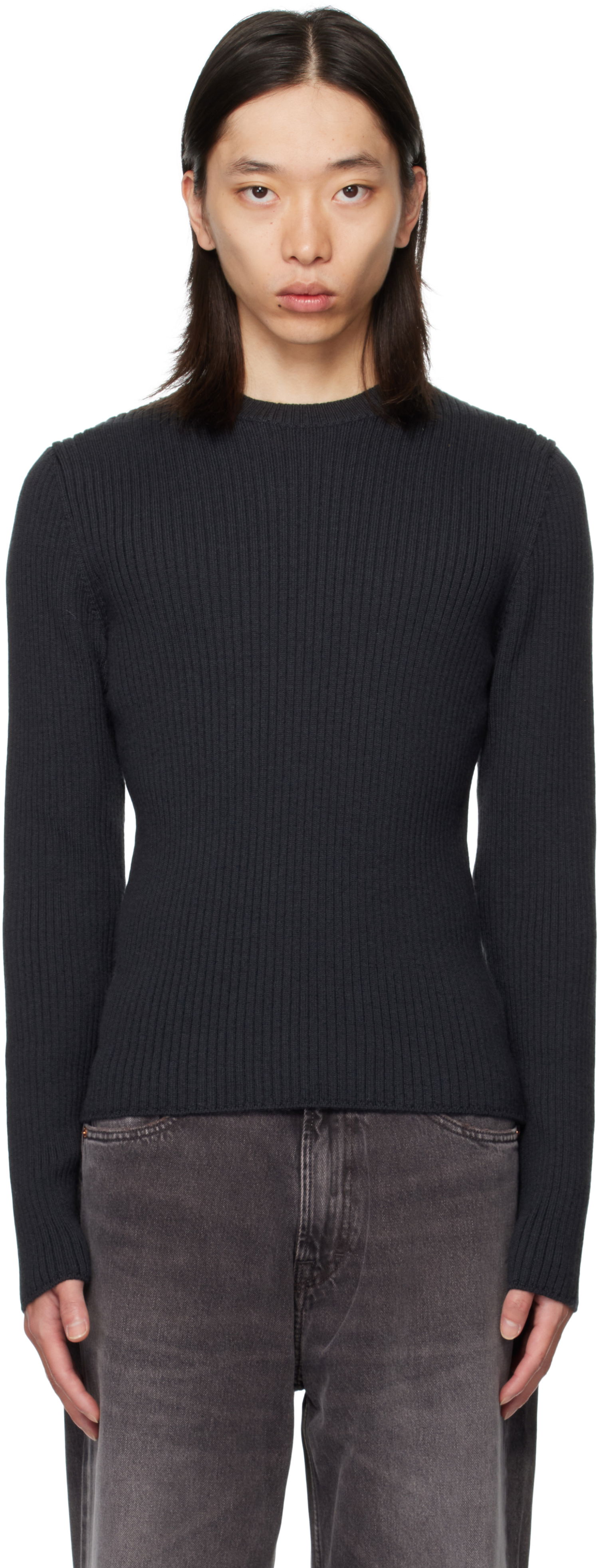 Pleteni pulover OUR LEGACY OUR LEGACY Compact Round Neck Sweater Mornarica | M4253CO, 0