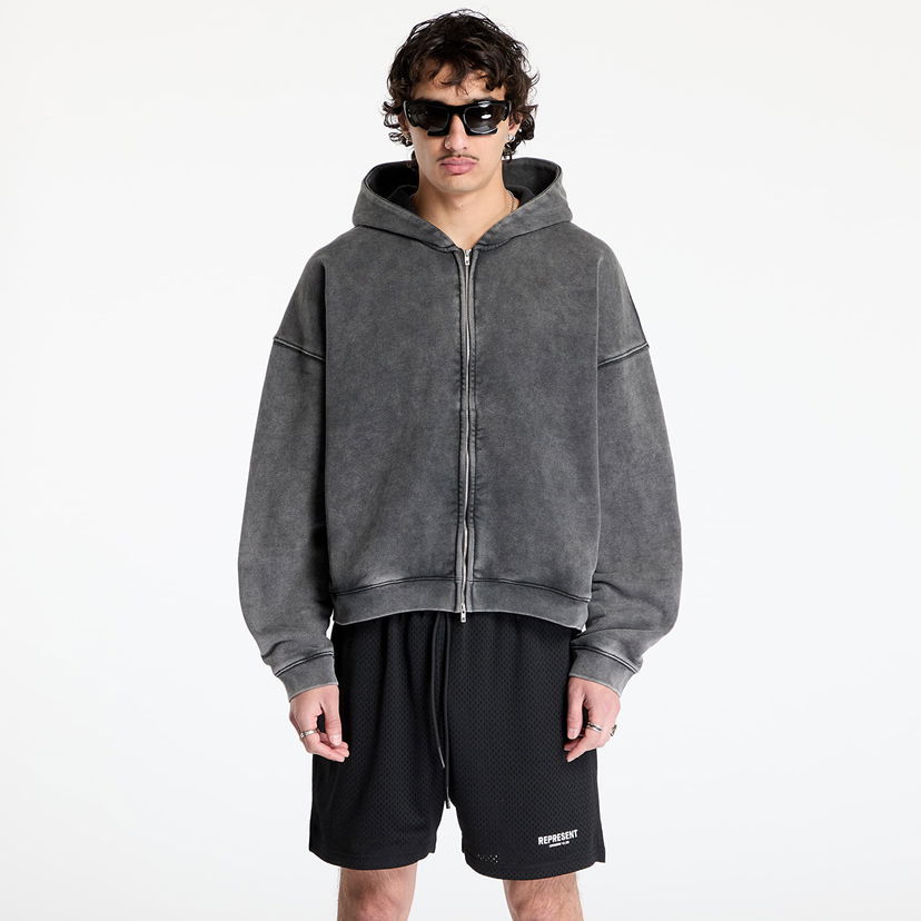 Pulover Represent Clo Initial Boxy Zip Hoodie Vintage Siva | INM414-47