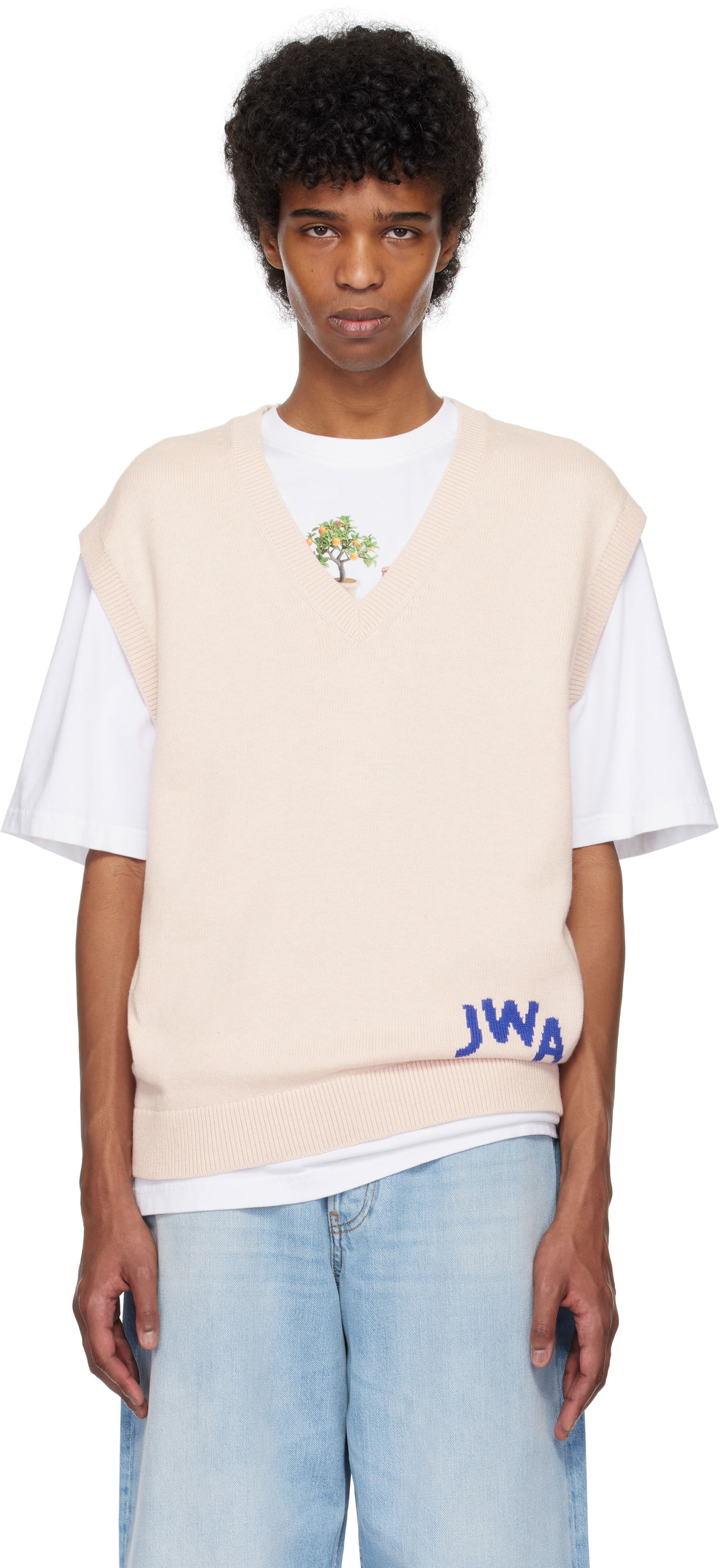 Telovnik JW Anderson JW Anderson 'JWA' V-Neck Knit Vest Roza | KW1349-YN0398, 0