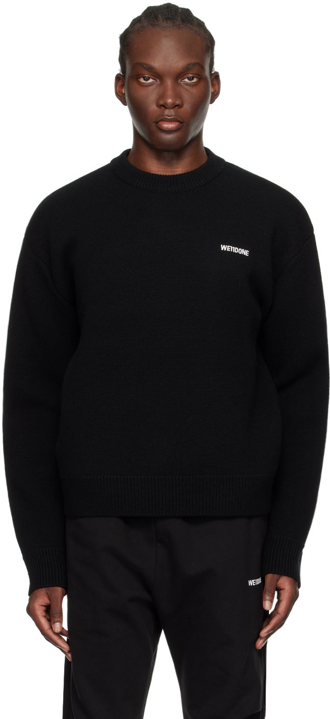 Pleteni pulover We11done Embroidered Logo Sweater Črna | WD-KT2-24-603-M-BK