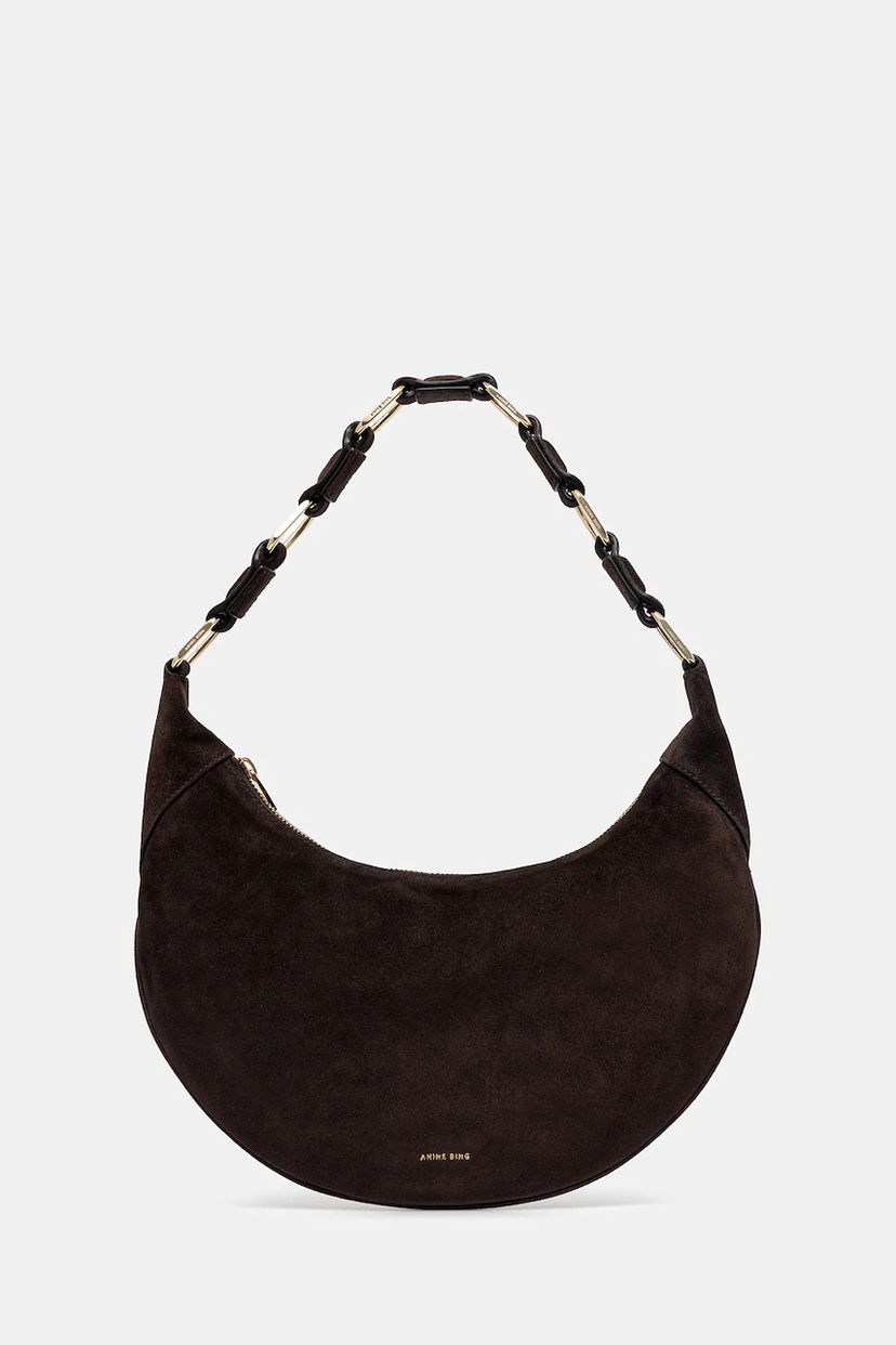 Torba za čez ramo Anine Bing Anine Bing Kate Suede Shoulder Bag Rjava | A.13.10695