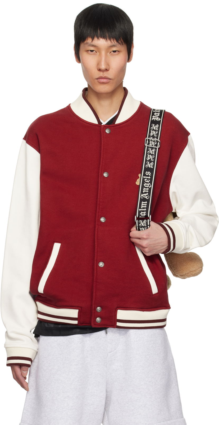 Bomber jakna Palm Angels Palm Angels 'Bear in Mind' Varsity Bomber Jacket Rdeča | PMEK011S25FAB0012503