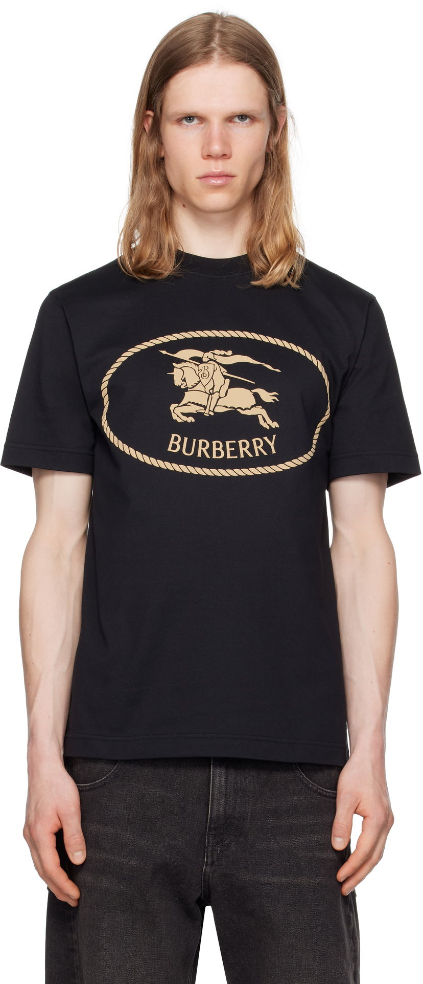 Majica Burberry Burberry Knight Stamp T-Shirt Črna | 8110953