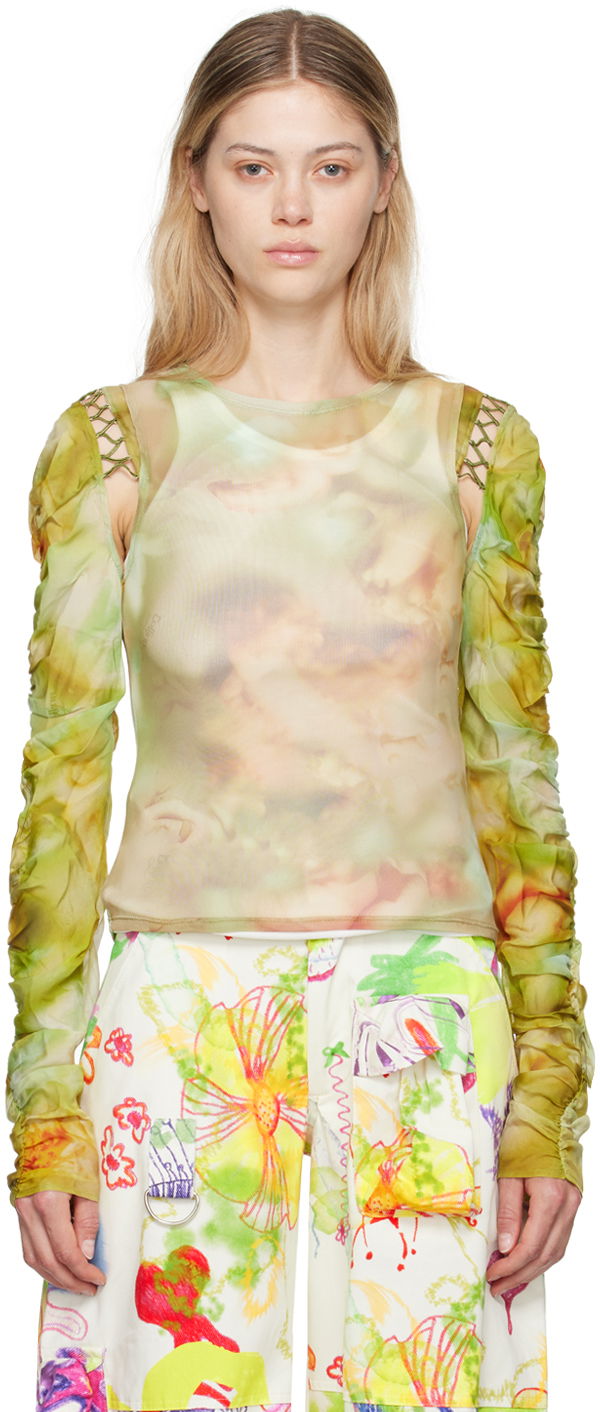 Majica brez rokavov Collina Strada Collina Strada Cardio Delilah Sheer Long Sleeve Blouse Zelena | XX3288, 0