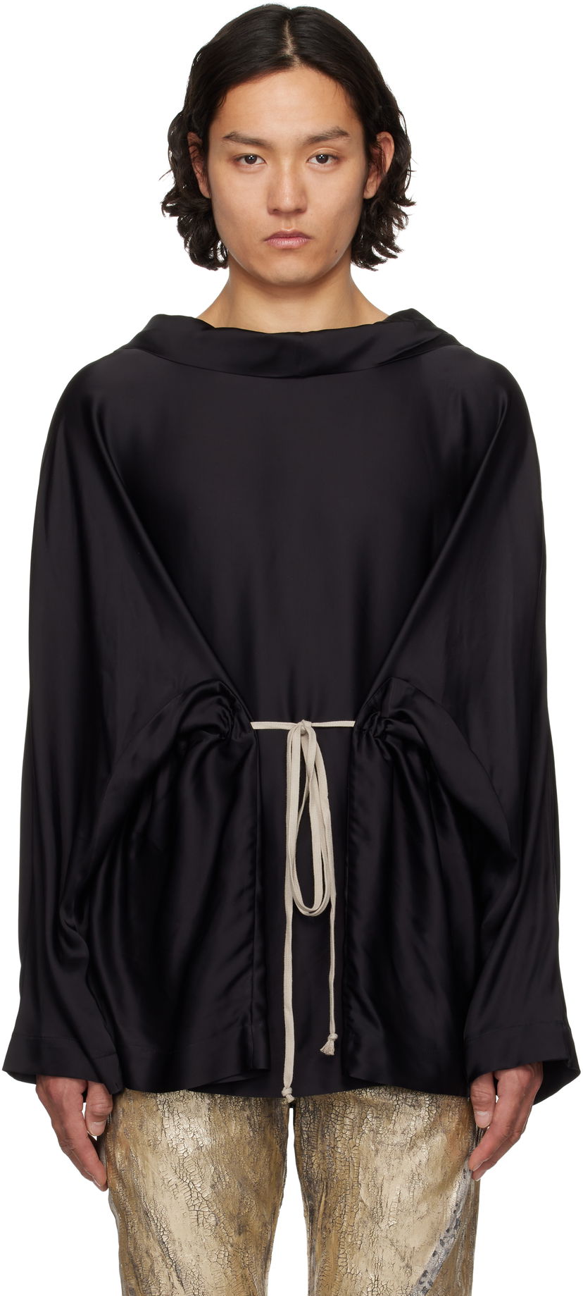 Pleteni pulover Rick Owens Rick Owens Hollywood Tunic Hoodie Črna | RR01E5702 SCH