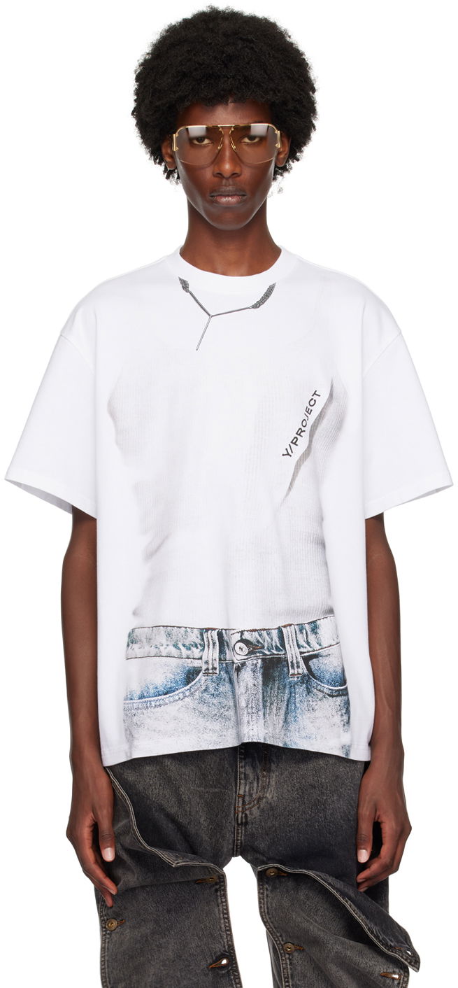 Majica Y/PROJECT T-Shirt Printed Bela | 204TS022