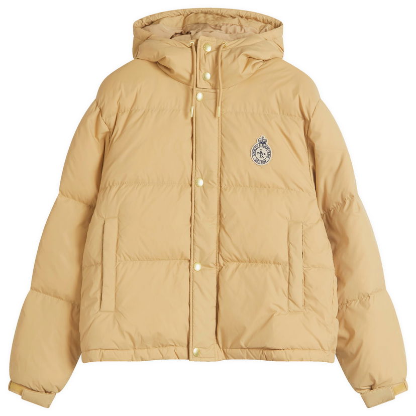 Puhovka Sporty & Rich Sporty & Rich Crown Logo Hooded Puffer Jacket, Size Large Bež | OW020500202BE01-BEI
