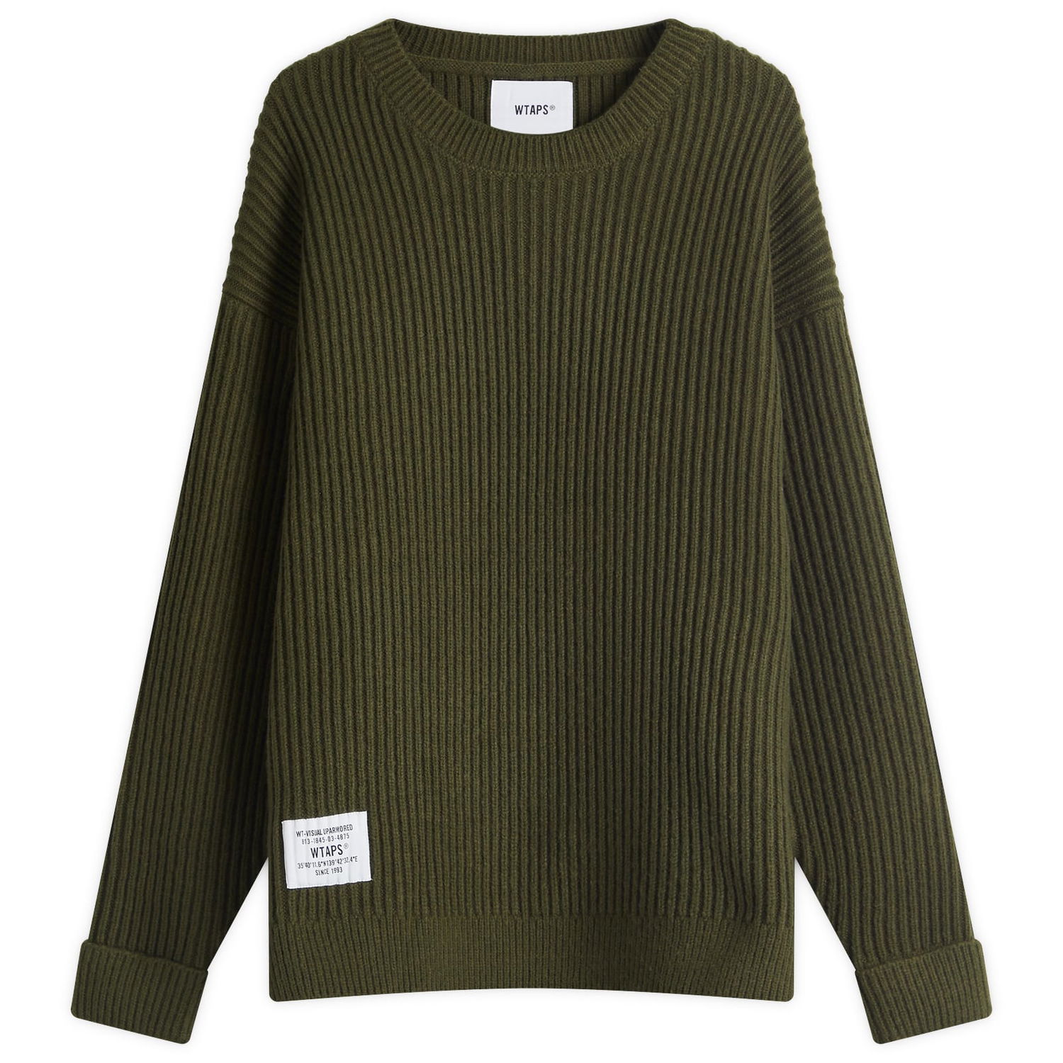 Pleteni pulover WTAPS WTAPS 06 Heavy Ribbed Knit Sweater, Size Large Zelena | 242MADT-KNM06-OLV, 1