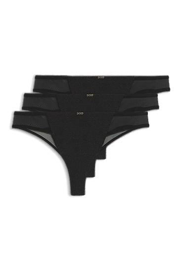 Spodnjice BOSS Three-pack of thongs with mesh inserts Črna | 50550374, 0