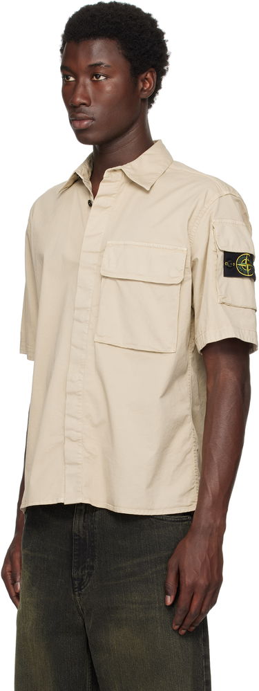 Srajce Stone Island Supima Cotton Twill Stretch-TC Shirt Bež | K2S15 1100007 S0010, 3