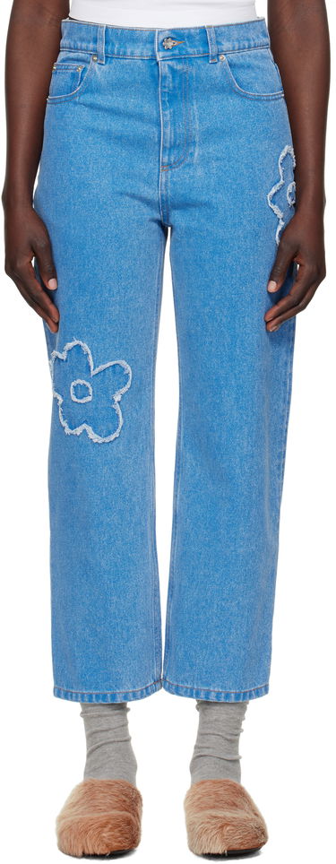 Kavbojke Marni Marni Boyfriend Jeans with Flower Appliqué Modra | PAJD0425Q2 USCX34, 0