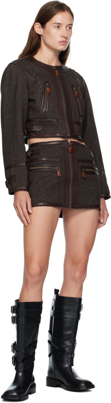 Jakna R13 R13 Stitch Detail Cropped Crewneck Jacket Rjava | R13WR449-R567A, 3