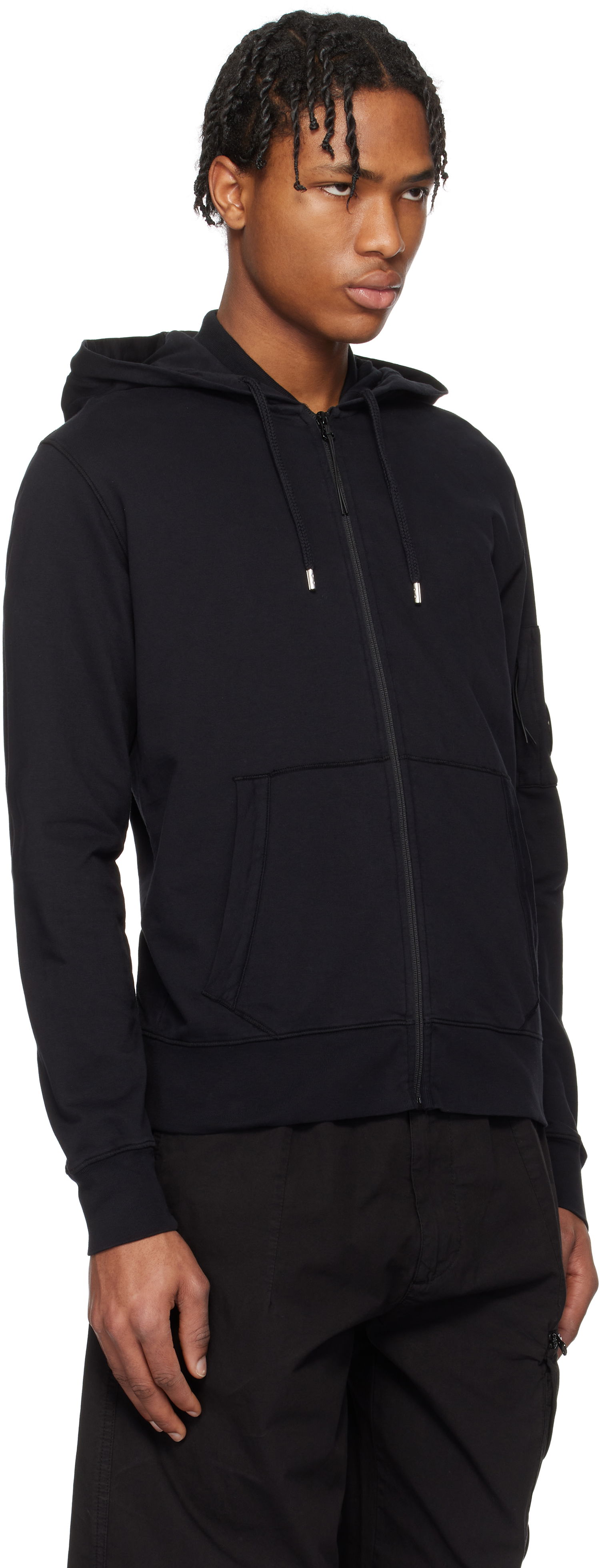 Pulover C.P. Company C.P. Company Light Fleece Full Zip Hoodie Črna | 18CMSS057A-002246G, 1