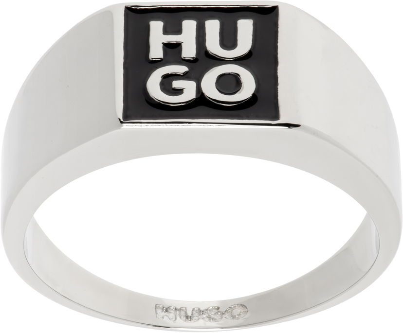 Prstan BOSS Hugo Logo Enamel Ring Kovinski | 50544511