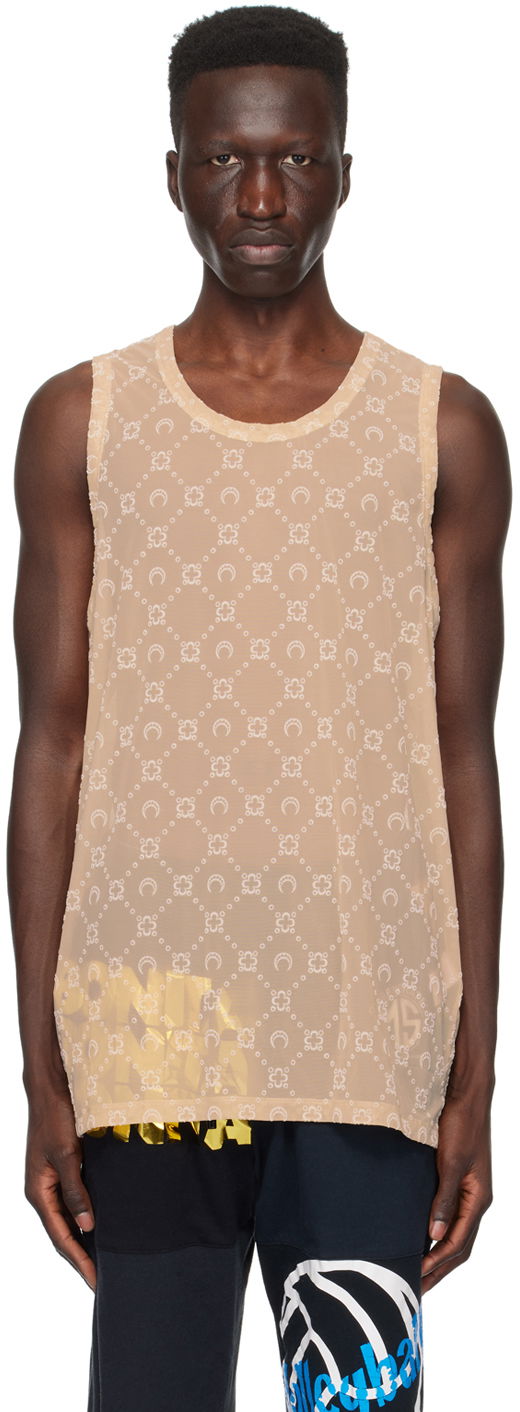 Majica brez rokavov Marine Serre Moonogram Tank Top Bež | MTO109 CJER0005