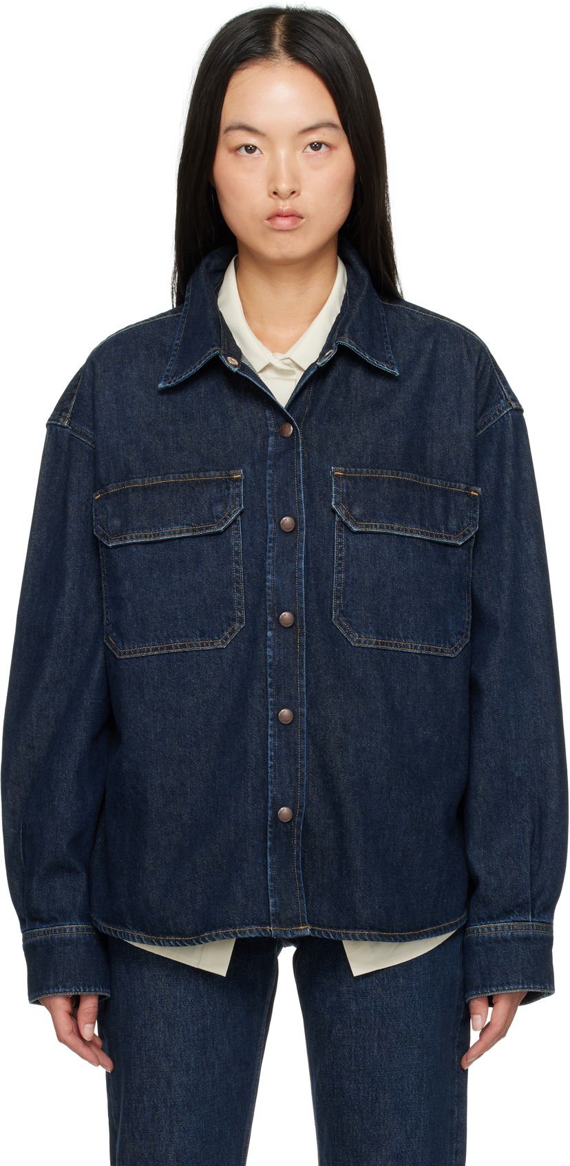 Srajce AGOLDE Gwen Slice Denim Shirt Modra | A7299-1547