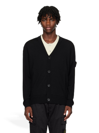 Pleteni pulover Stone Island Patch Cardigan Črna | 7915511C4