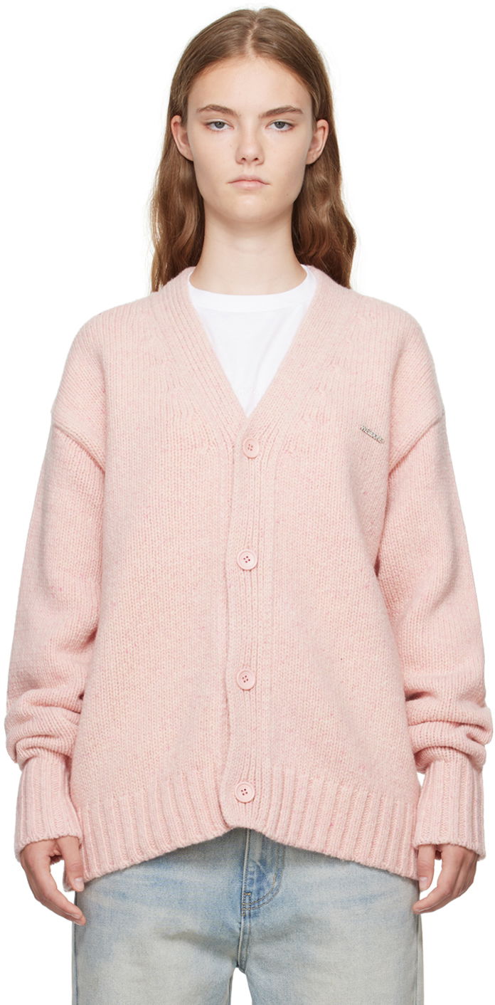 Pleteni pulover We11done Chunky V-Neck Cardigan Roza | WD-KC2-24-627-U-LP