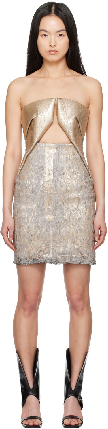 Obleke Rick Owens Rick Owens Hollywood Prong Denim Minidress Kovinski | RP01E7531 SGMC, 0