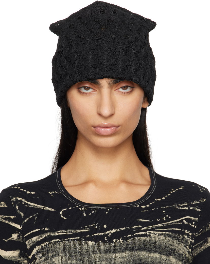 Beanie Anna Sui Anna Sui Crochet Knit Beanie Črna | 824D90