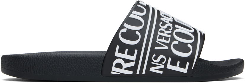 Superge in čevlji Versace Versace Jeans Couture Logo Slides Črna | E78YA3SQ1_E71352