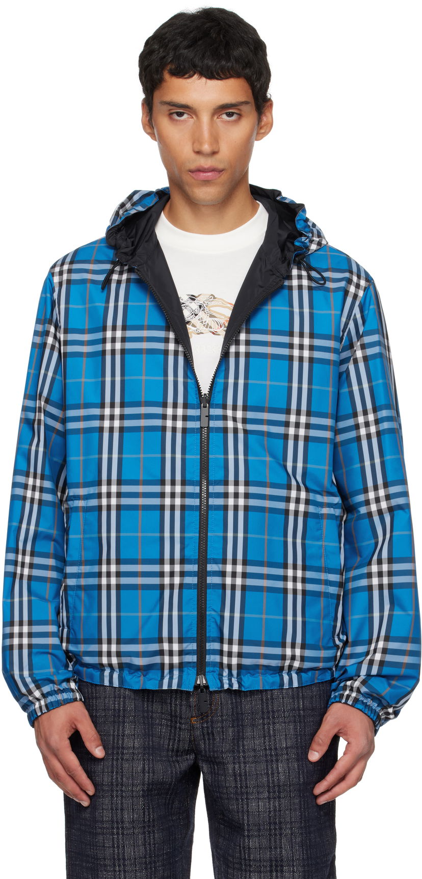 Jakna Burberry Burberry Hooded Reversible Jacket Modra | 8110369