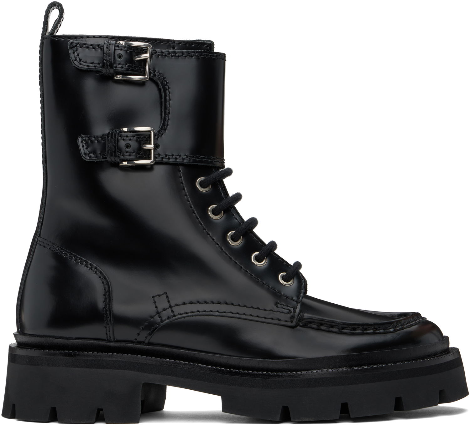 Superge in čevlji AMI Lace-Up Double Straps Boots Črna | USV257.AL0071, 0