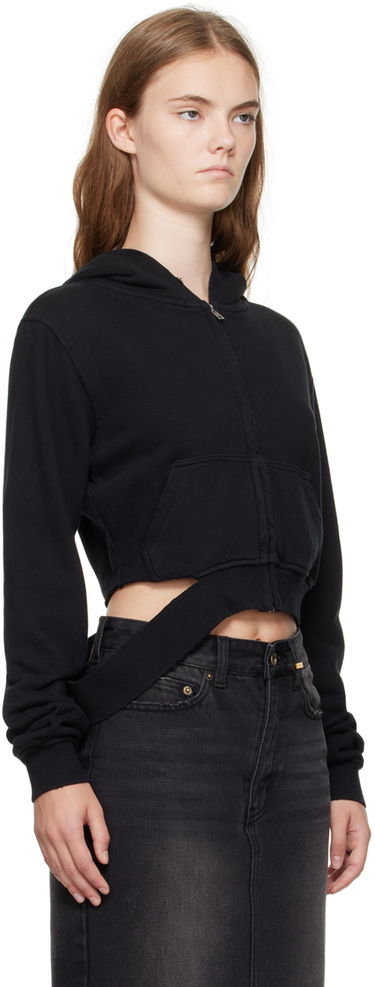 Pulover We11done We11done Distressed Zip-Up Hoodie Črna | WD-TJ2-24-808-W-BK, 1