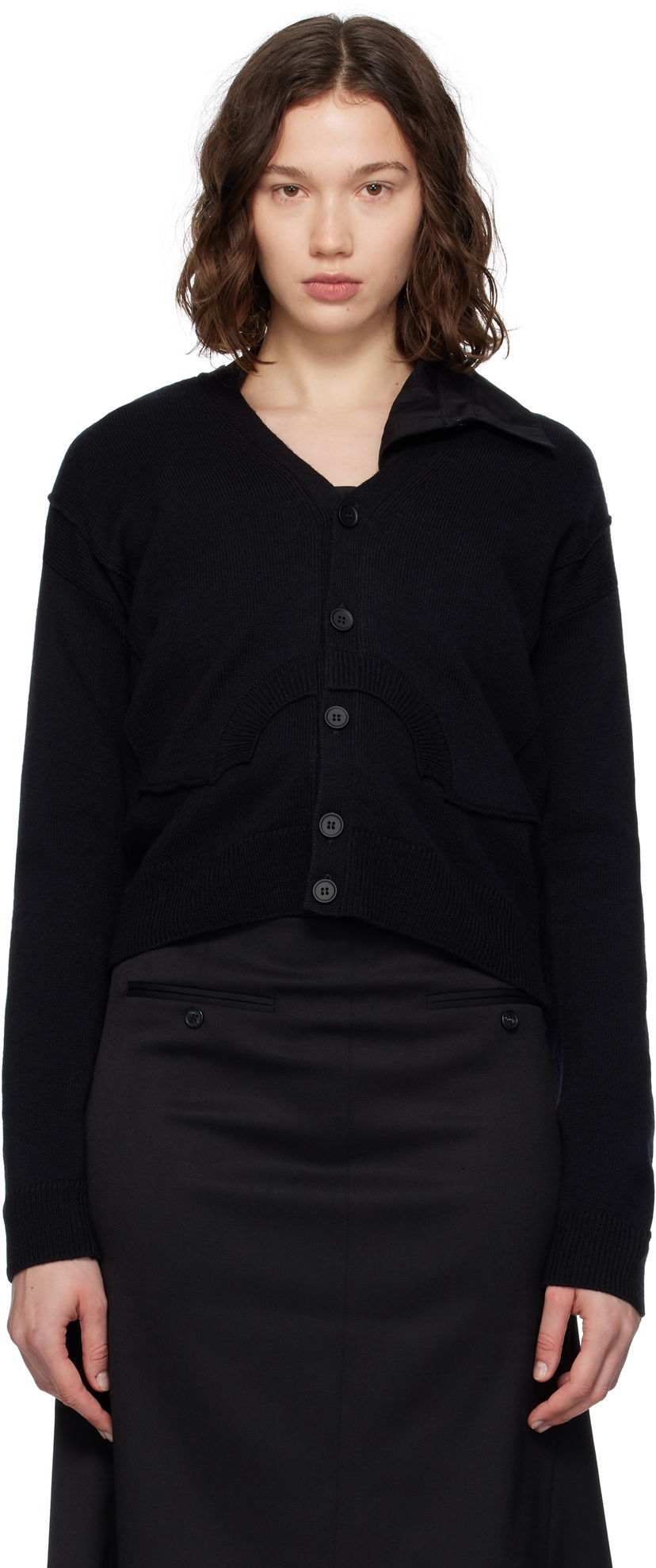 Pleteni pulover Maison Margiela MM6 Maison Margiela Wool Knit Cardigan Črna | S52HP0032 M13139