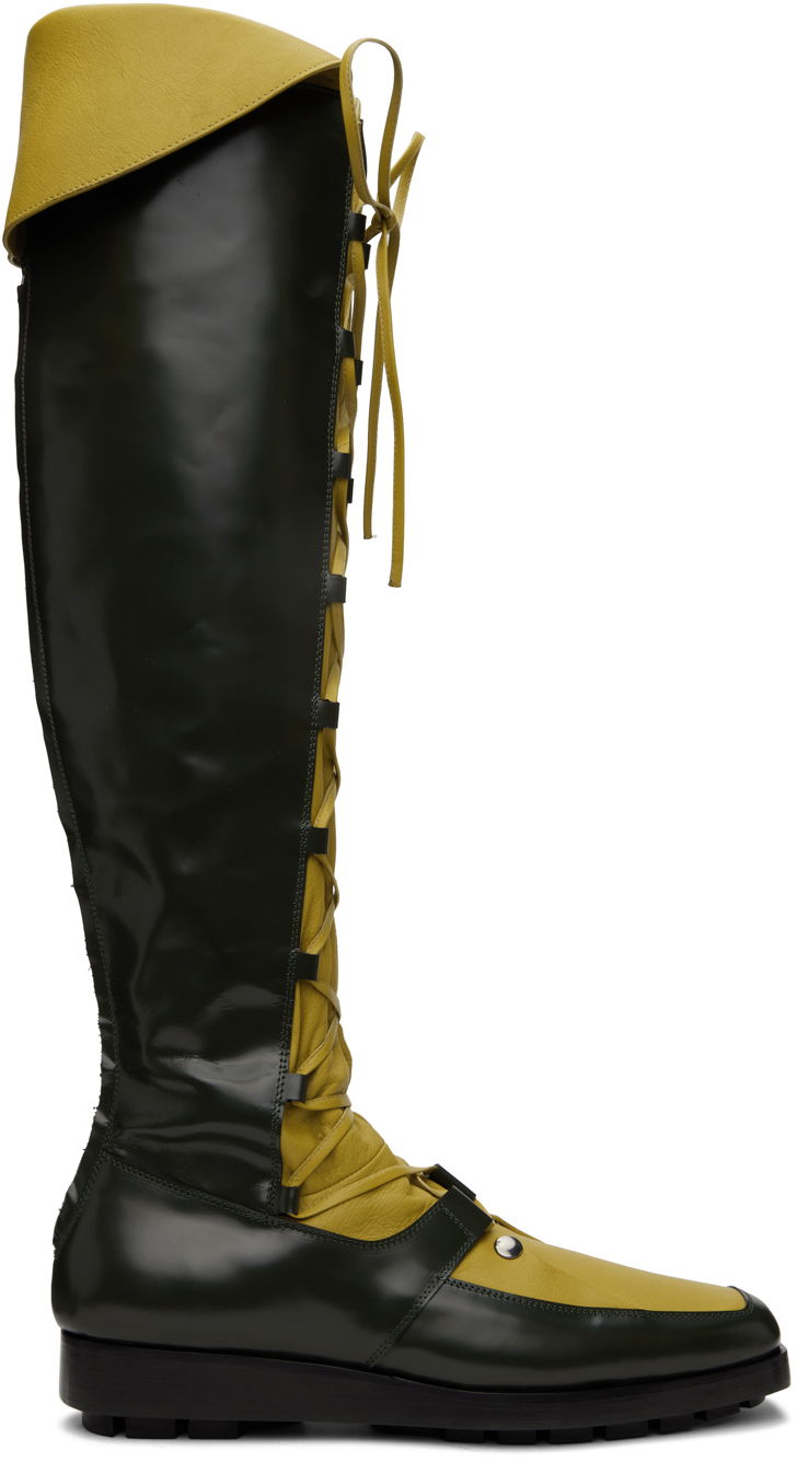 Superge in čevlji KIKO KOSTADINOV Kiko Kostadinov Priam Lace-Up Knee-High Boots Zelena | KKAW23FT02-98