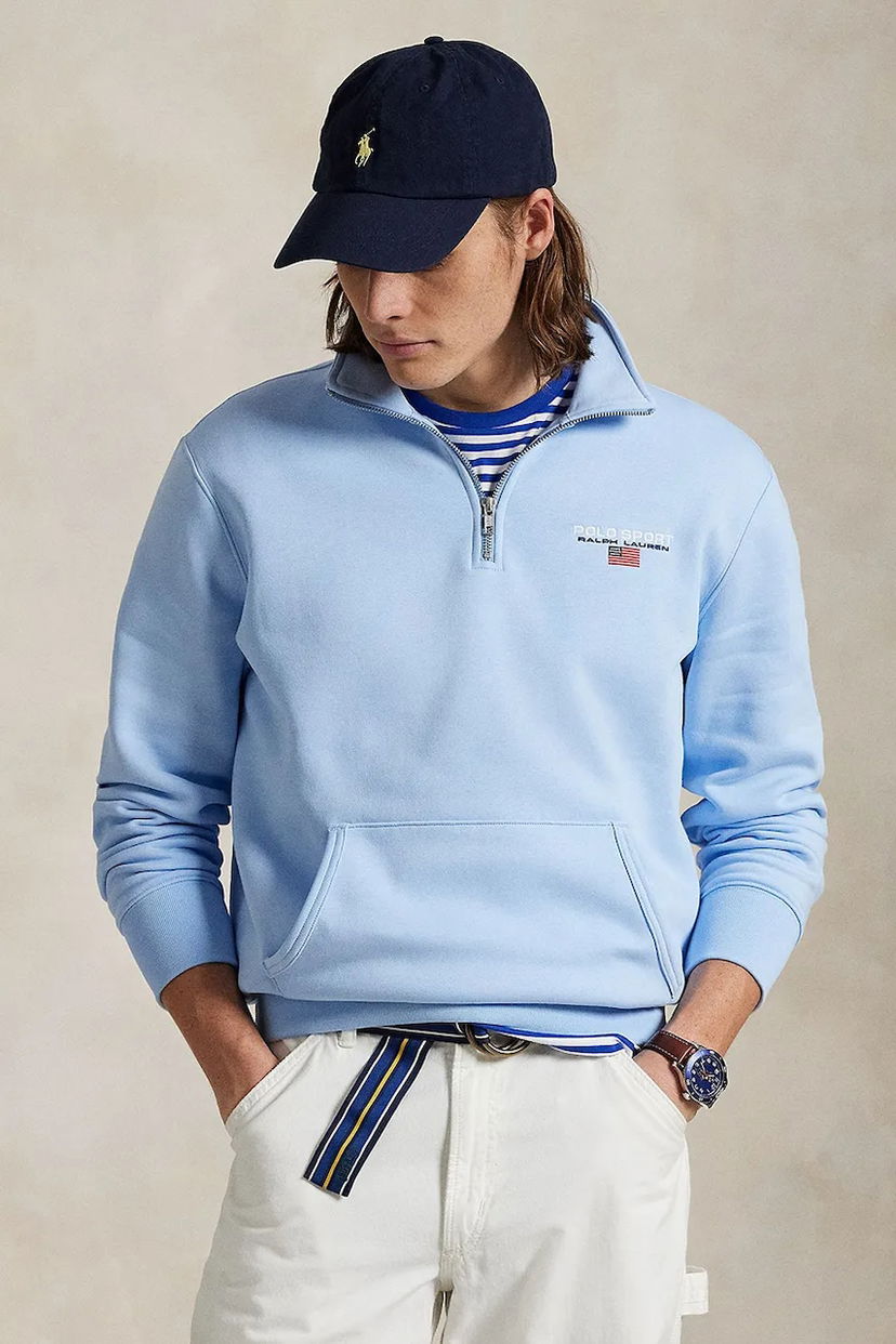 Pulover Polo by Ralph Lauren Polo Ralph Lauren Sport Quarter-Zip Sweatshirt Modra | 710969033