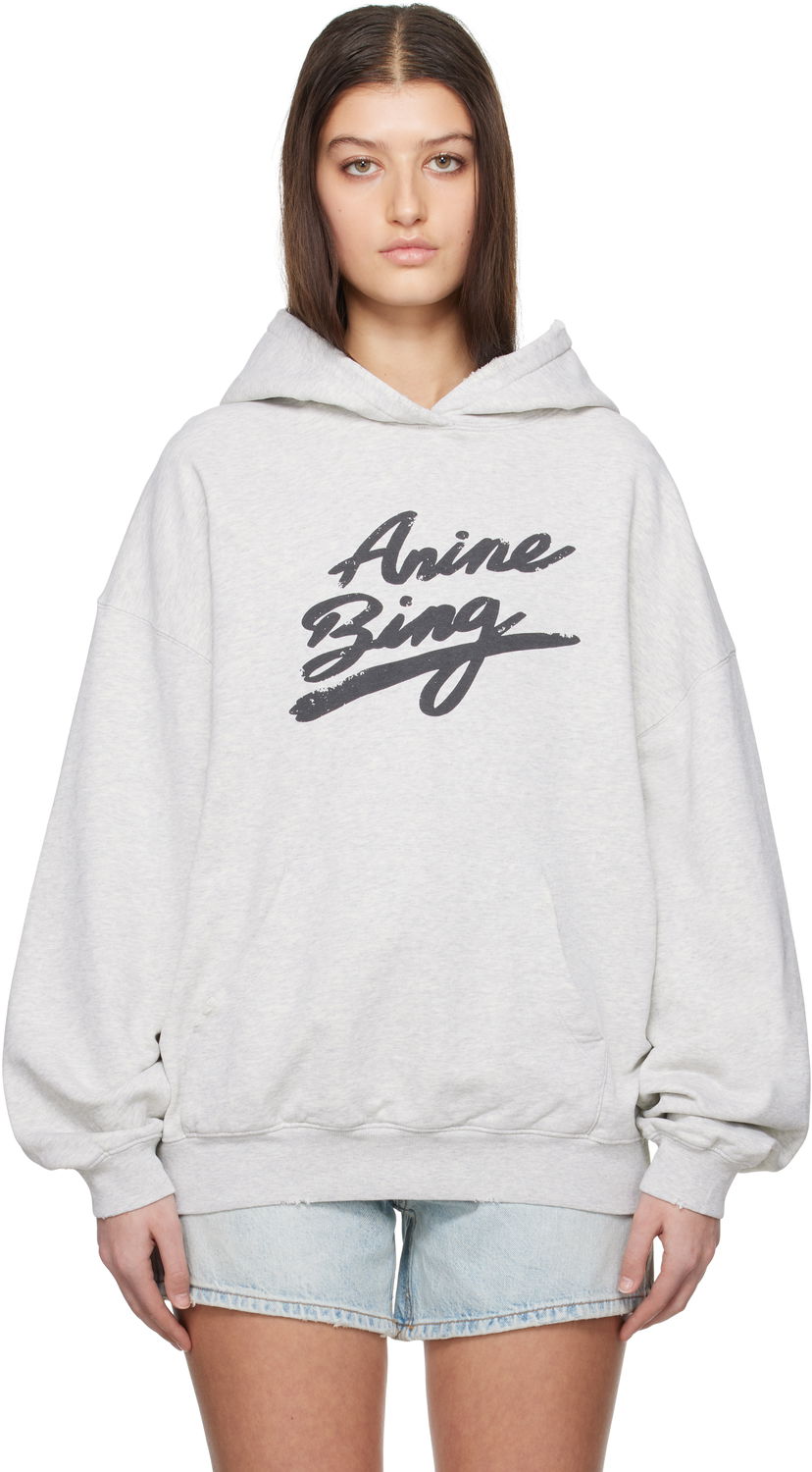 Pulover Anine Bing Anine Bing Harvey Signature Hoodie Siva | A-08-10525-GRY1