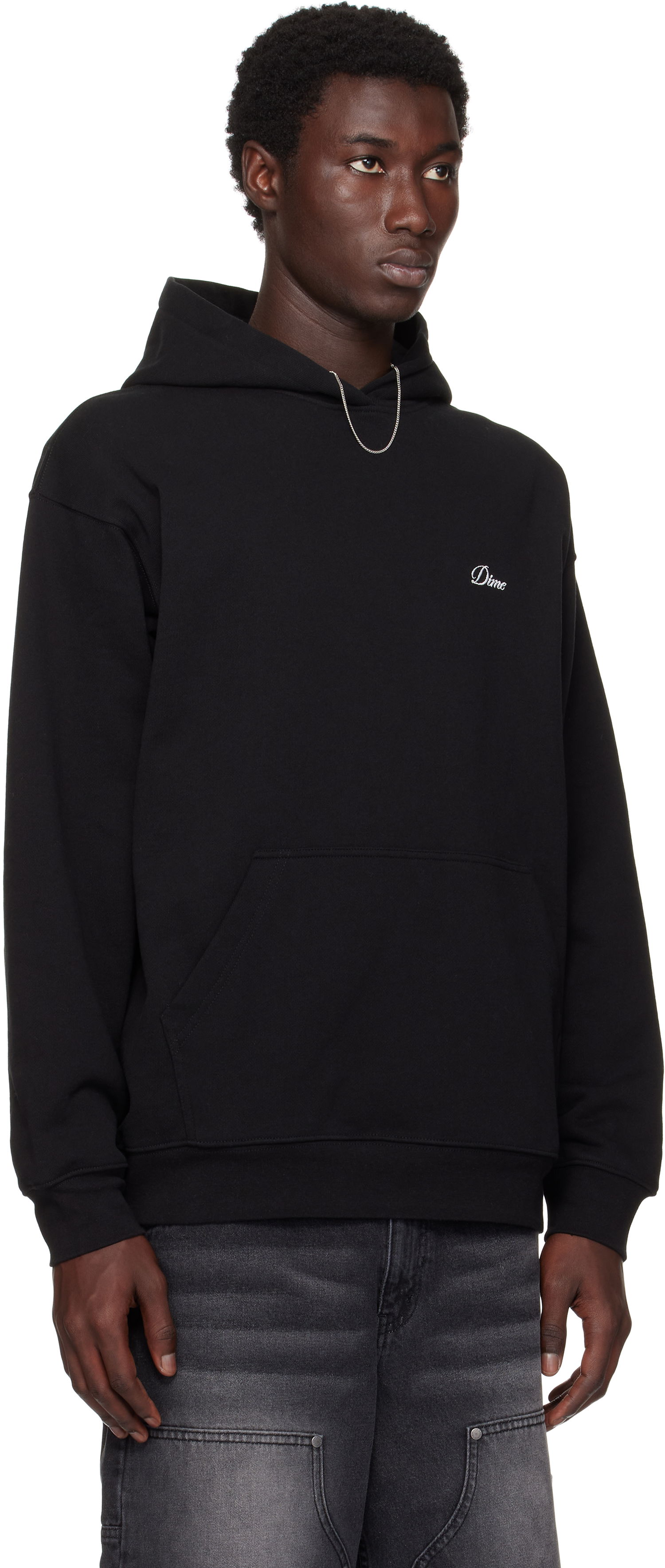 Pulover Dime Cursive Small Logo Hoodie Črna | DIMESU2537BLK, 1