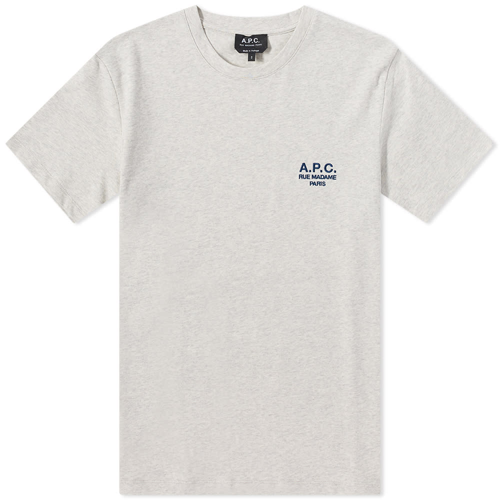 Majica A.P.C. Raymond Embroidered Logo Tee Ecru Heather Siva | COEZC-H26840-PAA, 0