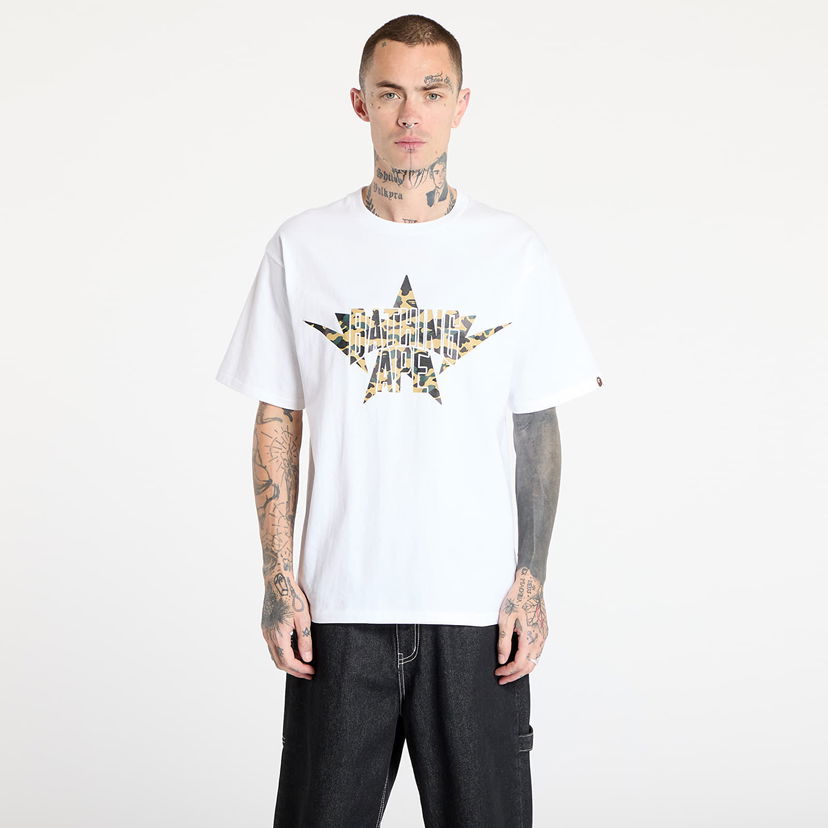 Majica BAPE A BATHING APE 1st Camo Twin Star NYC Tee Bela | 001TEL301013MWHD