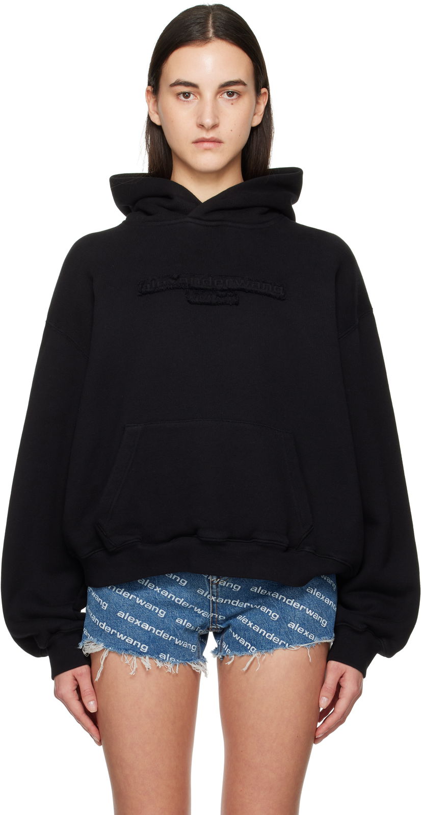 Pulover Alexander Wang Oversize Logo Hoodie Črna | UCC1251788