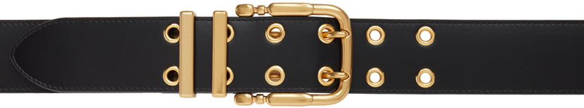 Pasovi BY FAR Duo Grommet Leather Belt Črna | 21PFDUWBLL