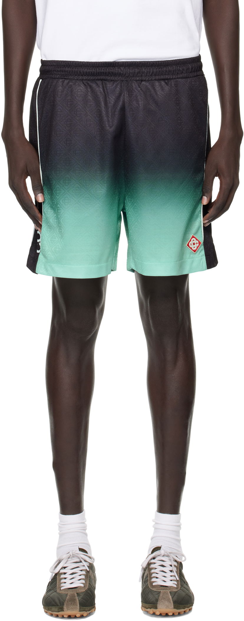 Kratke hlače Casablanca Casablanca Gradient Monogram Football Shorts Zelena | MPF25-JTR-253-01