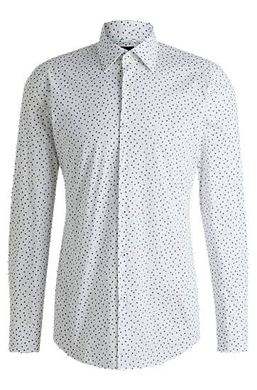 Srajce BOSS Slim Fit Floral Print Stretch Cotton Poplin Shirt Bela | 50532871