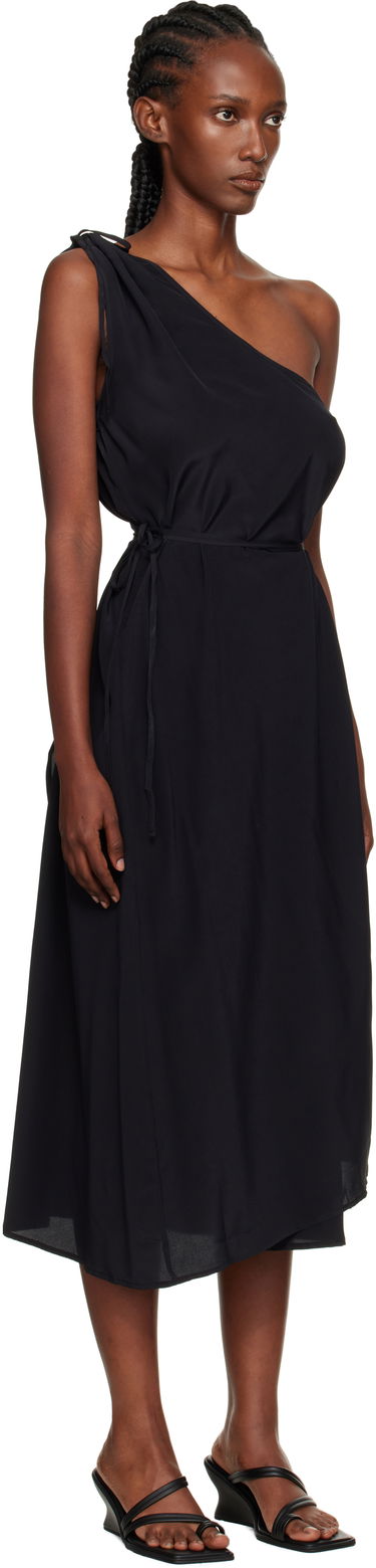 Obleke Baserange Baserange One-Shoulder Midi Dress Črna | DRVI-SC-AU25, 1