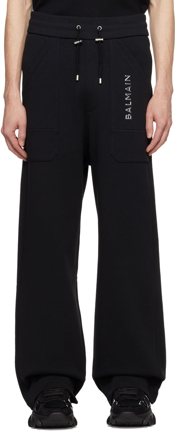 Trenirka Balmain Plaque Sweatpants Črna | CH1OB214BC61