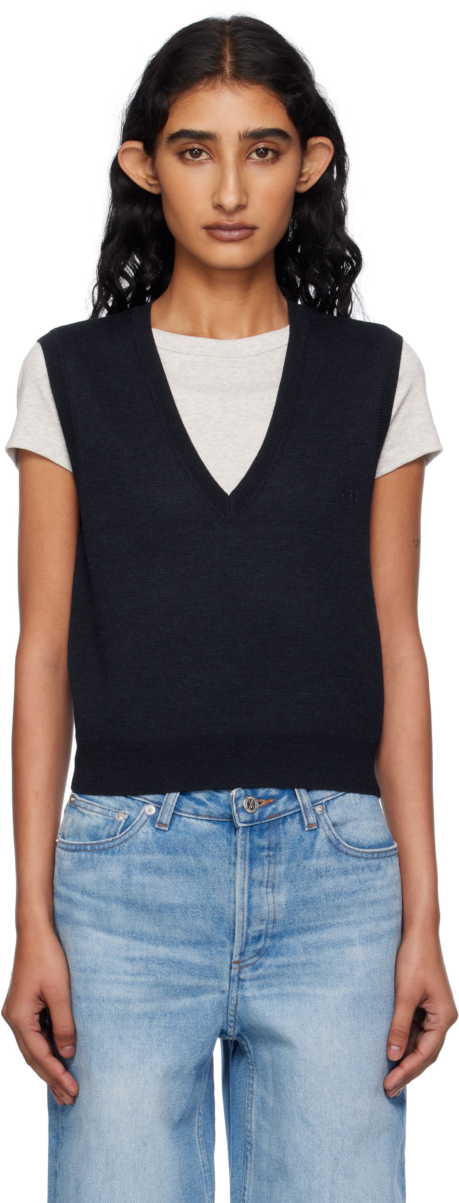 Pleteni pulover A.P.C. A.P.C. Lise Knit Vest Mornarica | WVBEE-F22329, 0