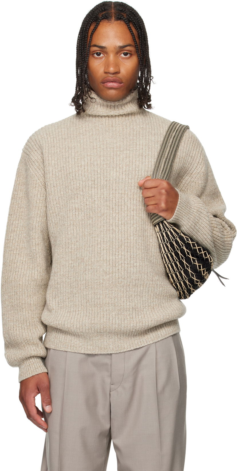 Pleteni pulover LEMAIRE LEMAIRE High Neck Sweater Bež | TO1427 LK1029
