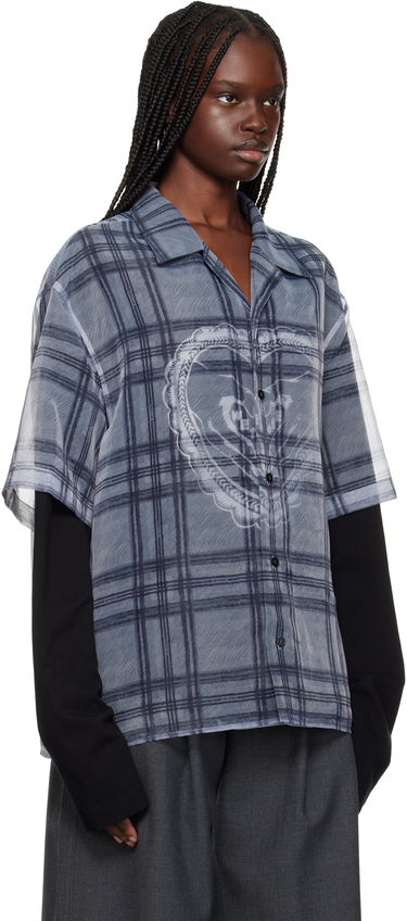 Srajce We11done We11done Heart Layered Check Pattern Shirt Siva | WD-SH1-25-176-U-GY, 1