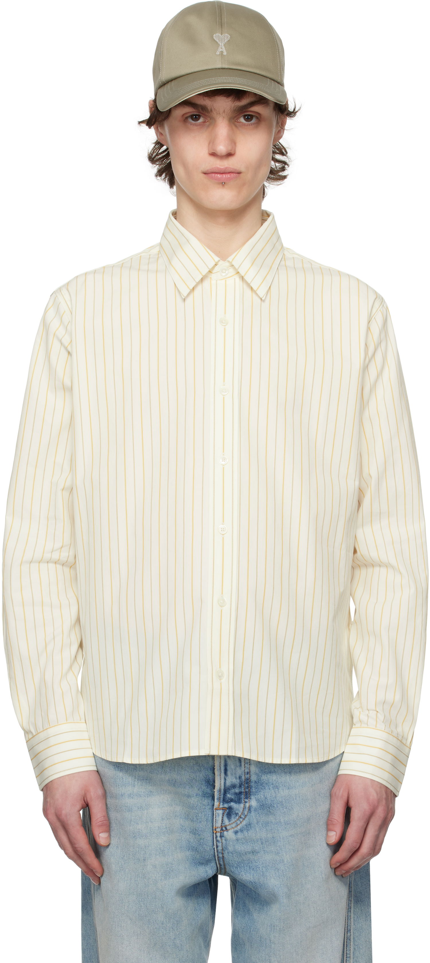 Srajce AMI AMI Paris Classic Striped Shirt Rumena | HSH051.CO0109, 0