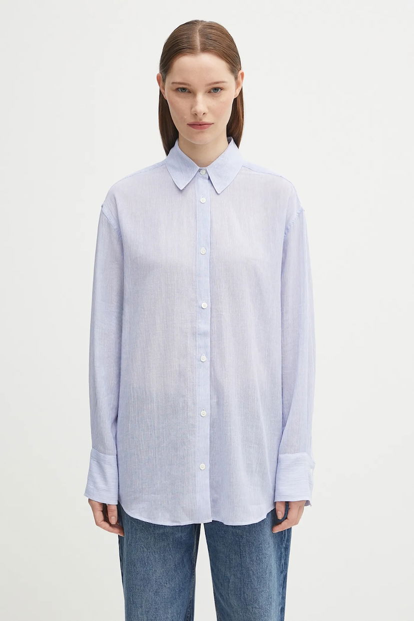 Srajce Anine Bing Anine Bing Plaza Relaxed Fit Shirt Modra | A.07.11015
