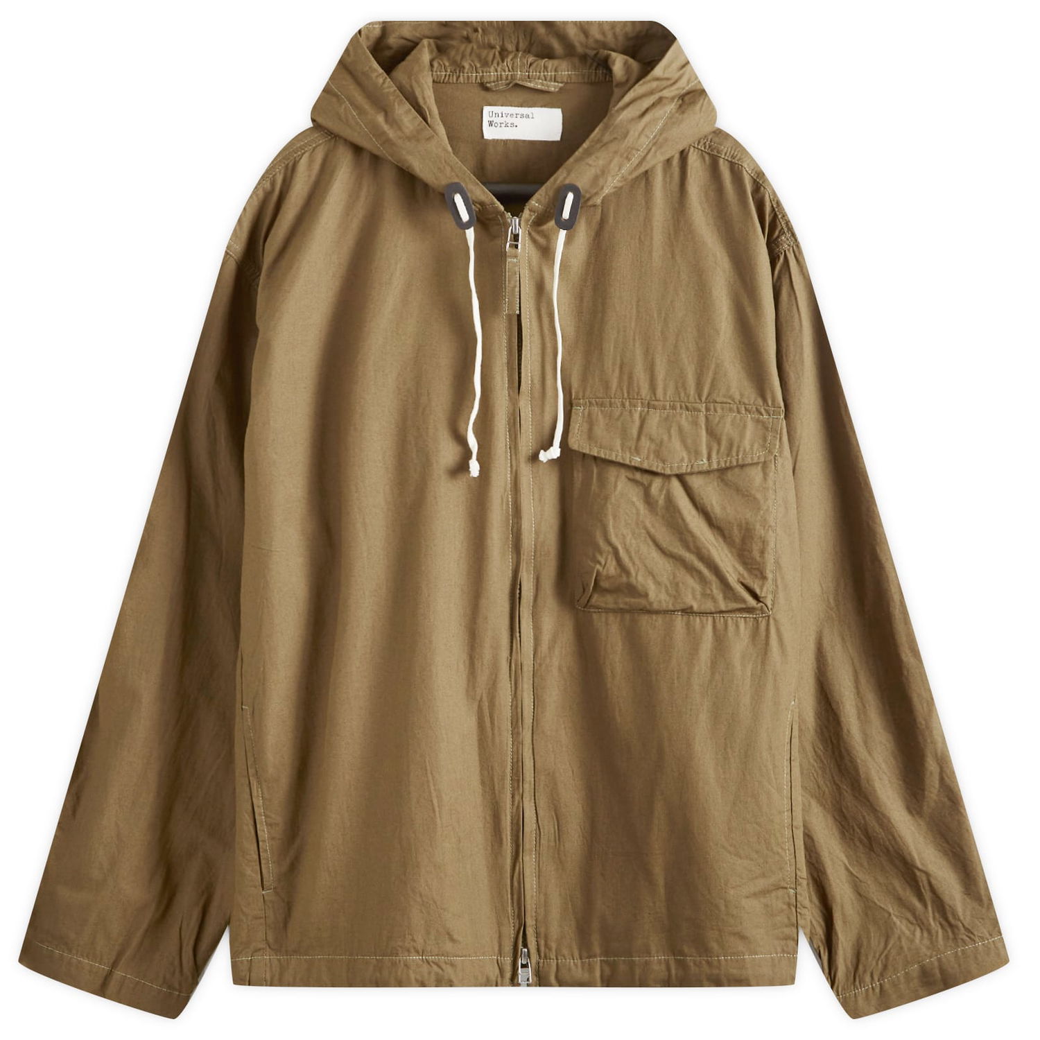 Vetrovka Universal Works Universal Works Broad Cloth Fistral Hooded Jacket, Size Large Zelena | P3002-KHK, 0
